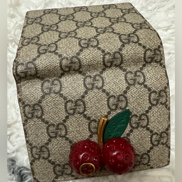 Gucci Unisex GG Supreme Card Case Wallet Cherries Canvas Five Card Slots - Picture 5 of 9